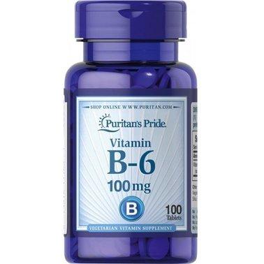 Puritan's Pride Puritan's Pride Vitamin B-6 (Pyridoxine Hydrochloride) 100 mg 100 Tabs, , 100 шт.