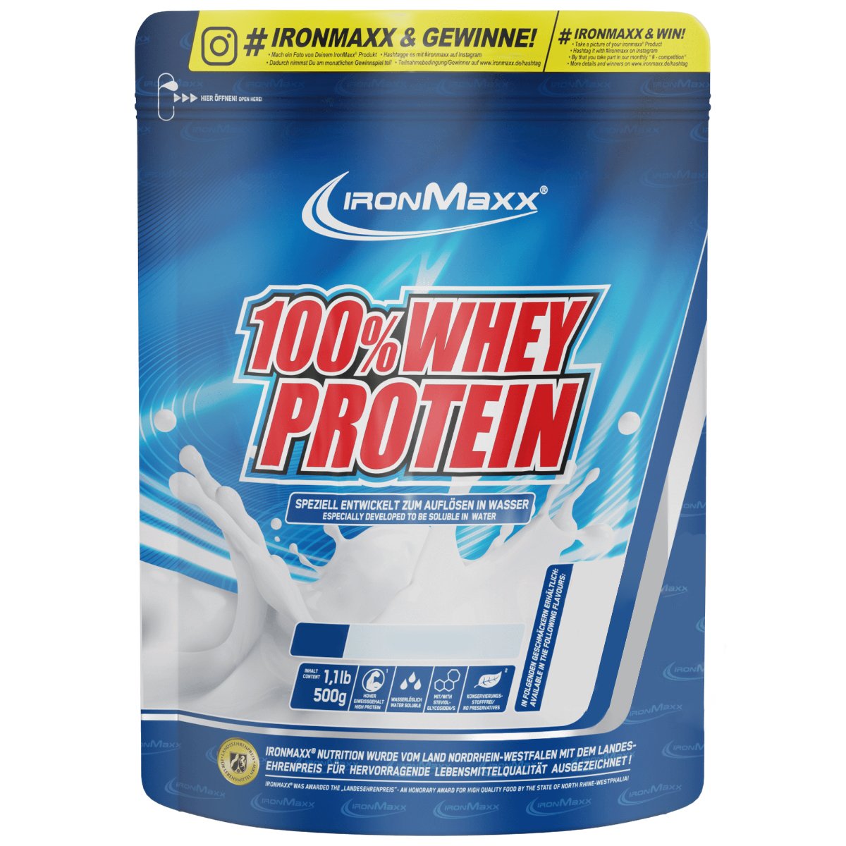 Протеин Ironmaxx 100% Whey Protein, 500 грамм Яблоко с корицей,  мл, IronMaxx. Протеин. Набор массы Восстановление Антикатаболические свойства 