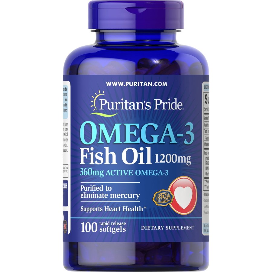 Puritan's Pride Жирные кислоты Puritan's Pride Omega 3 Fish Oil 1200 mg, 100 капсул СРОК 02.25, , 