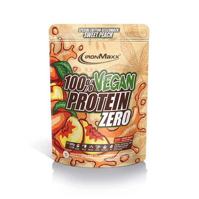 Протеин IronMaxx 100% Vegan Protein, 500 грамм Персик,  мл, IronMaxx. Протеин. Набор массы Восстановление Антикатаболические свойства 