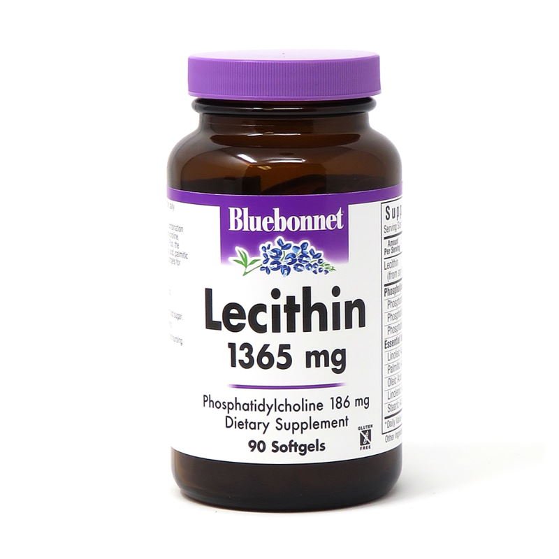 Натуральная добавка Bluebonnet Lecithin 1365 mg, 90 капсул,  мл, Bluebonnet Nutrition. Hатуральные продукты. Поддержание здоровья 