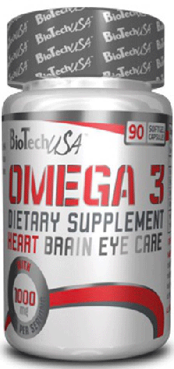 Omega 3, 90 шт, BioTech. Омега 3 (Рыбий жир). Поддержание здоровья Укрепление суставов и связок Здоровье кожи Профилактика ССЗ Противовоспалительные свойства 