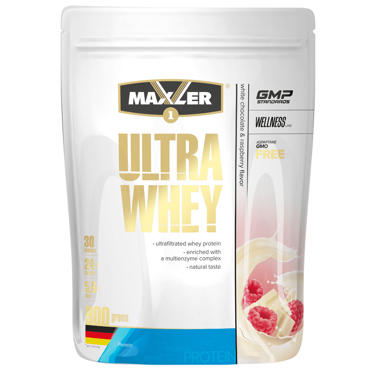 Maxler Ultra Whey 900 г – белый шоколад с малиной,  мл, Maxler. Сывороточный протеин. Восстановление Антикатаболические свойства Сухая мышечная масса 