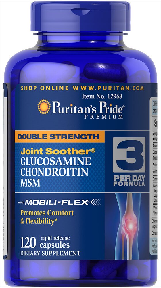 Puritan's Pride Double Strength Glucosamine, Chondroitin & MSM Joint Soother®120 Capsules, , 120 