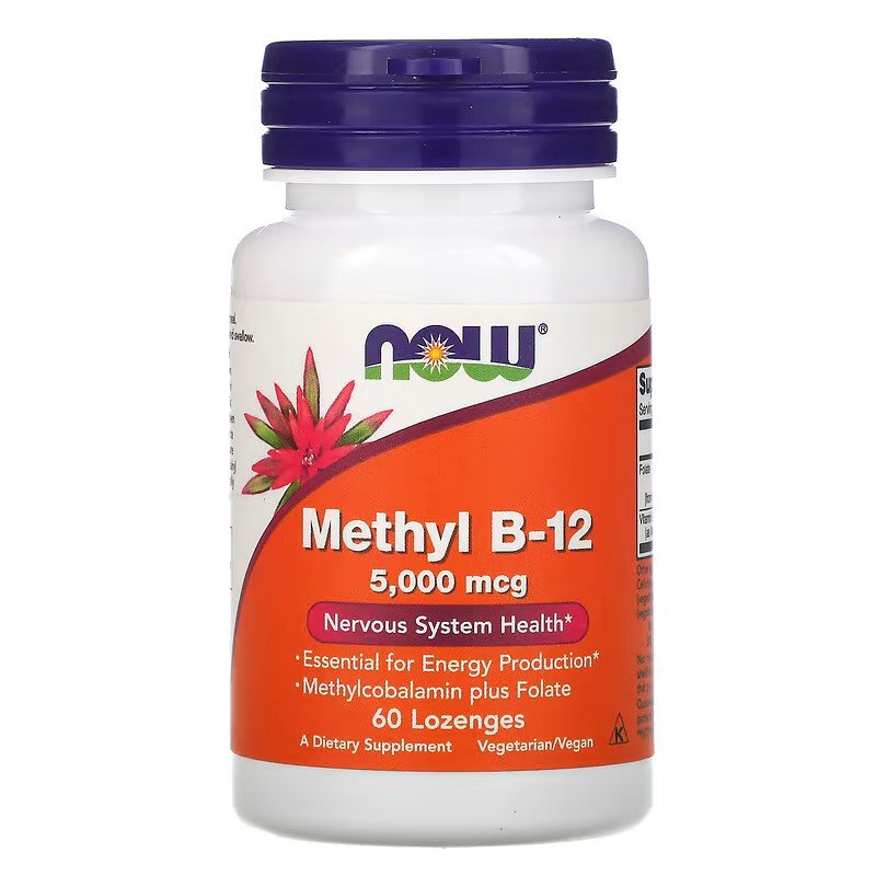 Витамины и минералы NOW Methyl B12 5000 mcg, 60 леденцов,  ml, Now. Vitamins and minerals. General Health Immunity enhancement 
