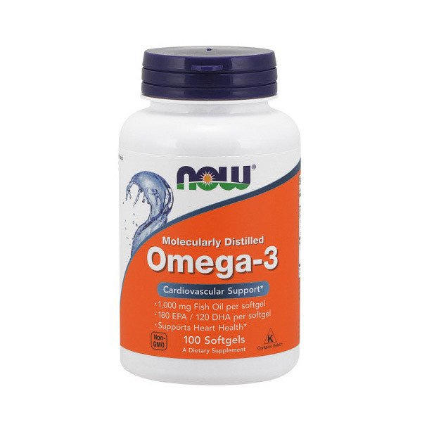Омега 3 Now Foods Omega-3 (100 капс) рыбий жир нау фудс,  мл, Now. Омега 3 (Рыбий жир). Поддержание здоровья Укрепление суставов и связок Здоровье кожи Профилактика ССЗ Противовоспалительные свойства 