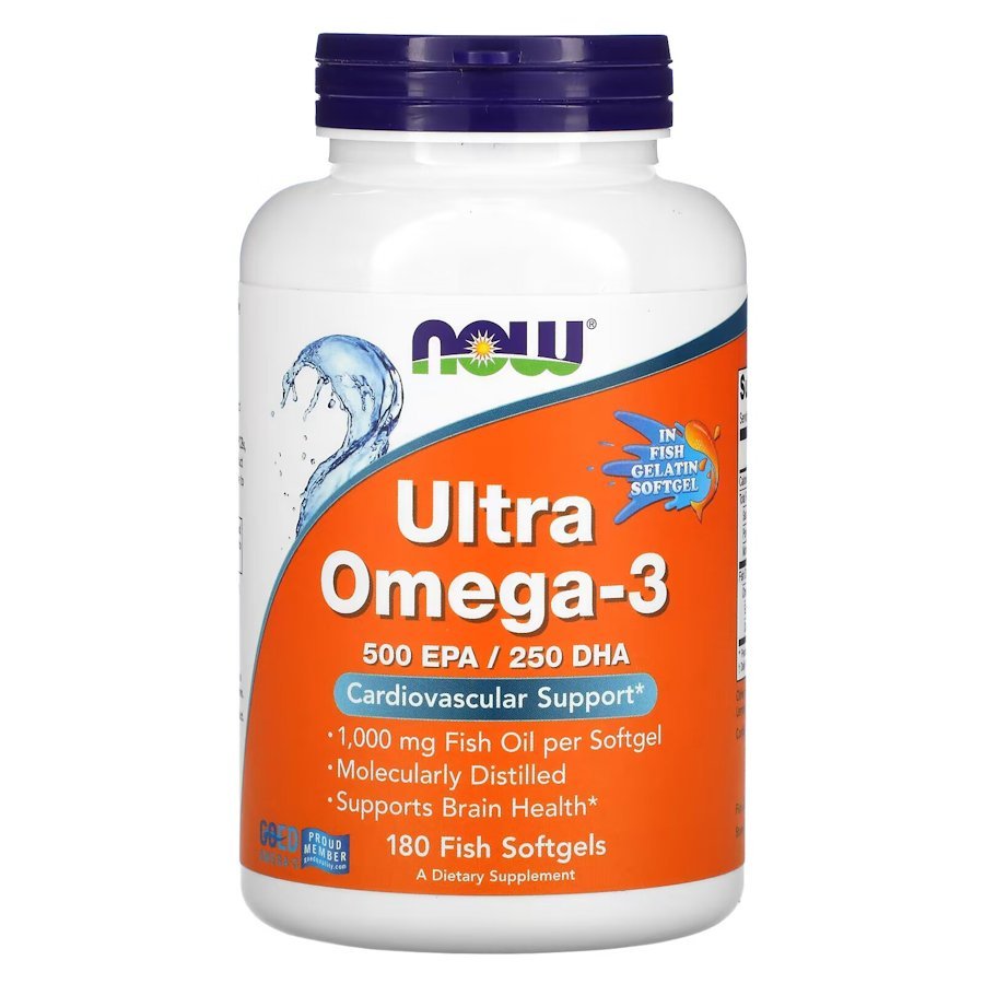 Жирные кислоты NOW Ultra Omega-3, 180 рыбных капсул,  мл, Now. Жирные кислоты (Omega). Поддержание здоровья 
