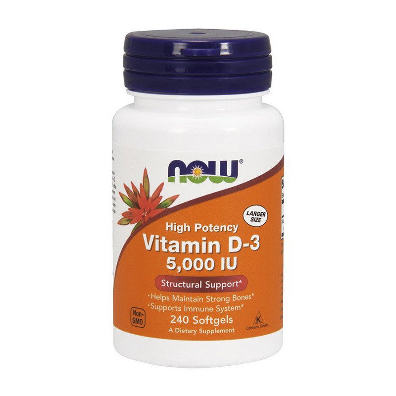 Витамин д3 Now Foods Vitamin D-3 5000 IU (240 капс) нау фудс,  мл, Now. Витамин D. 