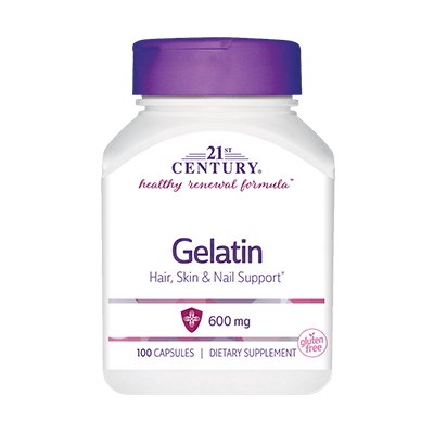 Для суставов и связок 21st Century Gelatin 600 mg, 100 капсул,  мл, 21st Century. Хондропротекторы. Поддержание здоровья Укрепление суставов и связок 