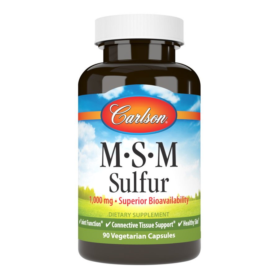 Для суставов и связок Carlson Labs MSM Sulfur 1000 mg, 90 вегакапсул,  мл, Carlson Labs. Хондропротекторы. Поддержание здоровья Укрепление суставов и связок 