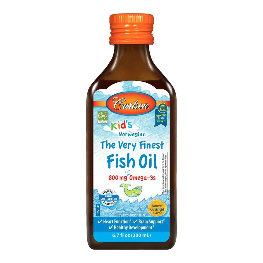 Жирные кислоты Carlson Labs Kid's The Very Finest Fish Oil, 200 мл Апельсин,  мл, Carlson Labs. Жирные кислоты (Omega). Поддержание здоровья 