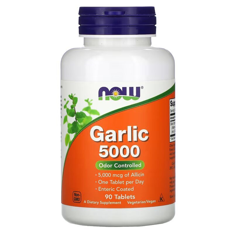 Натуральная добавка NOW Garlic 5000, 90 таблеток,  мл, Now. Hатуральные продукты. Поддержание здоровья 