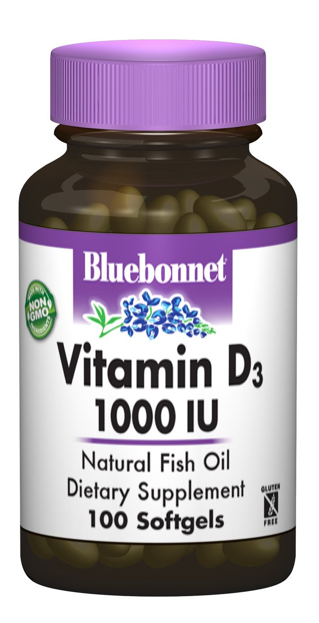 Витамин D3 1000IU, Bluebonnet Nutrition, 100 желатиновых капсул,  мл, Bluebonnet Nutrition. Витамин D. 