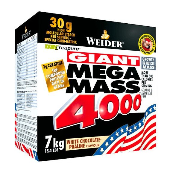 Гейнер Weider Mega Mass 4000, 7 кг Ваниль,  мл, Weider. Гейнер. Набор массы Энергия и выносливость Восстановление 