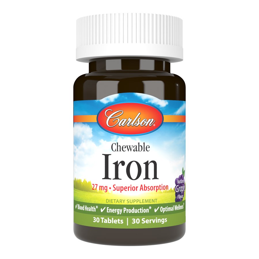 Витамины и минералы Carlson Labs Chewable Iron 27 mg, 30 таблеток,  ml, Carlson Labs. Vitamins and minerals. General Health Immunity enhancement 