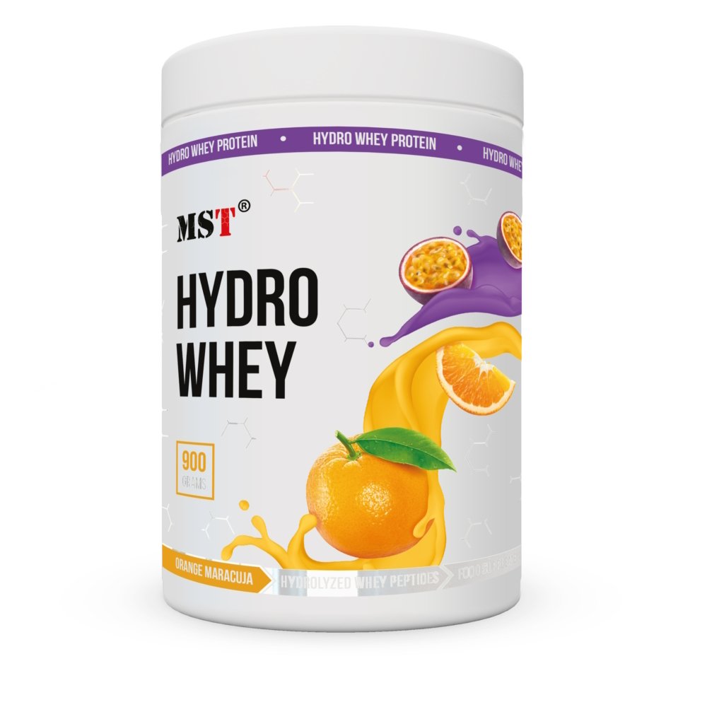 Протеин MST Hydro Whey, 900 грамм Апельсин-маракуйя,  мл, MST Nutrition. Протеин. Набор массы Восстановление Антикатаболические свойства 