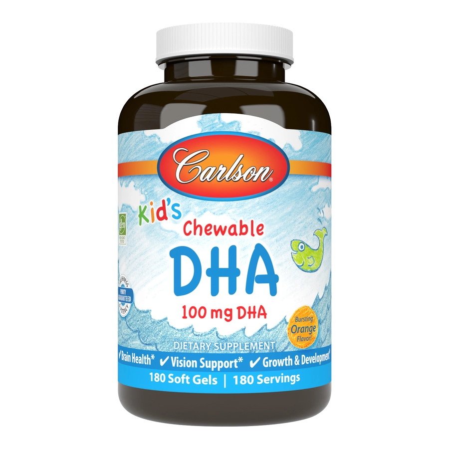 Жирные кислоты Carlson Labs Kid's Chewable DHA, 180 капсул - апельсин,  ml, Carlson Labs. Fats. General Health 