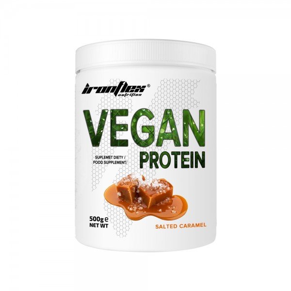 Протеин IronFlex Vegan Protein, 500 грамм Соленая карамель,  мл, IronFlex. Протеин. Набор массы Восстановление Антикатаболические свойства 