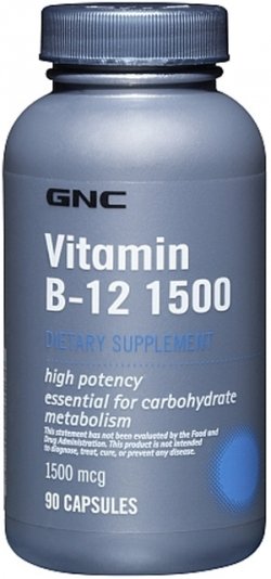 Vitamin B-12 1500, 90 шт, GNC. Витамин B. Поддержание здоровья 
