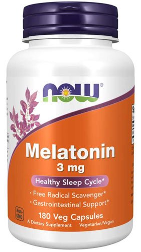 Now Melatonin 3 mg 180 капс Без вкуса,  ml, Now. Melatoninum. Improving sleep recuperación Immunity enhancement General Health 