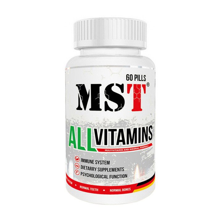 Комплекс витаминов и минералов MST All Vitamins 60 капсул,  мл, MST Nutrition. Витаминно-минеральный комплекс. Поддержание здоровья Укрепление иммунитета 