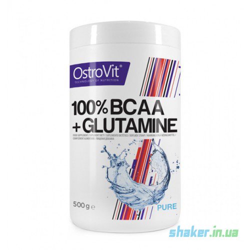 БЦАА OstroVit 100% BCAA+Glutamine (500 г) островит с глютамином pure,  мл, OstroVit. BCAA. Снижение веса Восстановление Антикатаболические свойства Сухая мышечная масса 