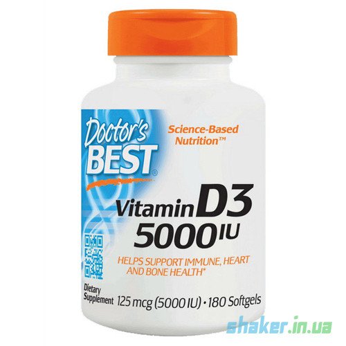 Витамин д3 Doctor's BEST Vitamin D3 5000 IU (180 капс) доктор бест,  мл, Doctor's BEST. Витамин D. 