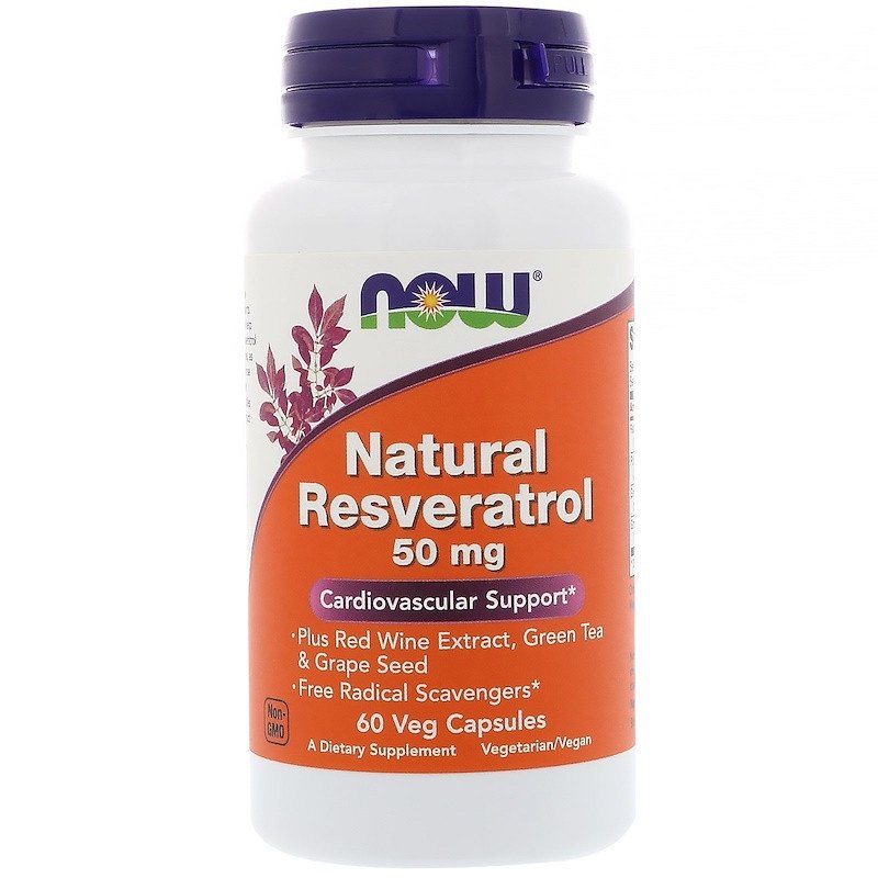 Now Харчова добавка для серця та судин NOW Foods Natural Resveratrol 50 mg 60 caps, , 60 шт.