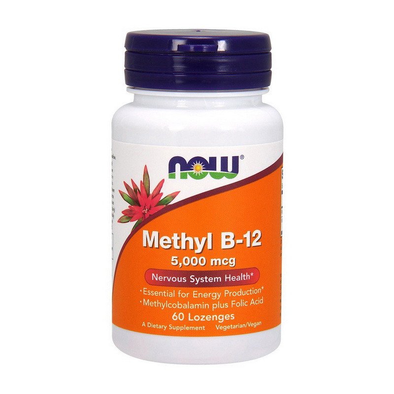Now Витамин Б12 Now Foods Methyl B-12 5000 mcg (60 леденцов) метилкобаламин нау фудс, , 60 
