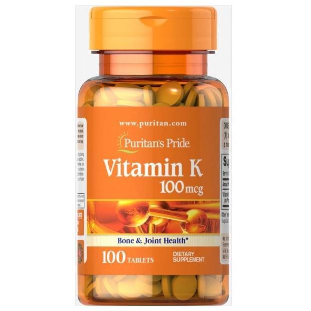 Puritan's Pride Vitamin K 100 мг 100 таблеток,  мл, Puritan's Pride. Витамины и минералы. Поддержание здоровья Укрепление иммунитета 