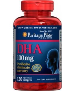 DHA 100 mg, 100 шт, Puritan's Pride. Омега 3 (Рыбий жир). Поддержание здоровья Укрепление суставов и связок Здоровье кожи Профилактика ССЗ Противовоспалительные свойства 