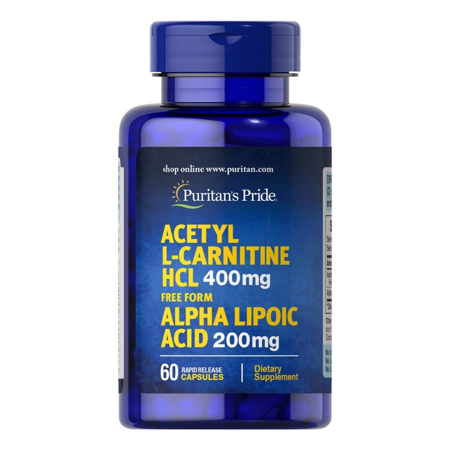 Витамины и минералы Puritan's Pride ALC 400 mg with ALA 200 mg, 60 капсул,  ml, Puritan's Pride. Vitamins and minerals. General Health Immunity enhancement 