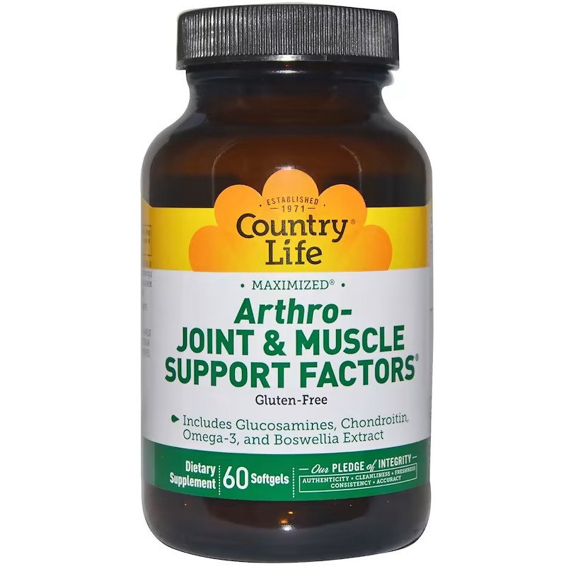 Для суставов и связок Country Life Arthro-Joint &amp; Muscle Support Factors, 60 капсул,  ml, Country Life. Para articulaciones y ligamentos. General Health Ligament and Joint strengthening 