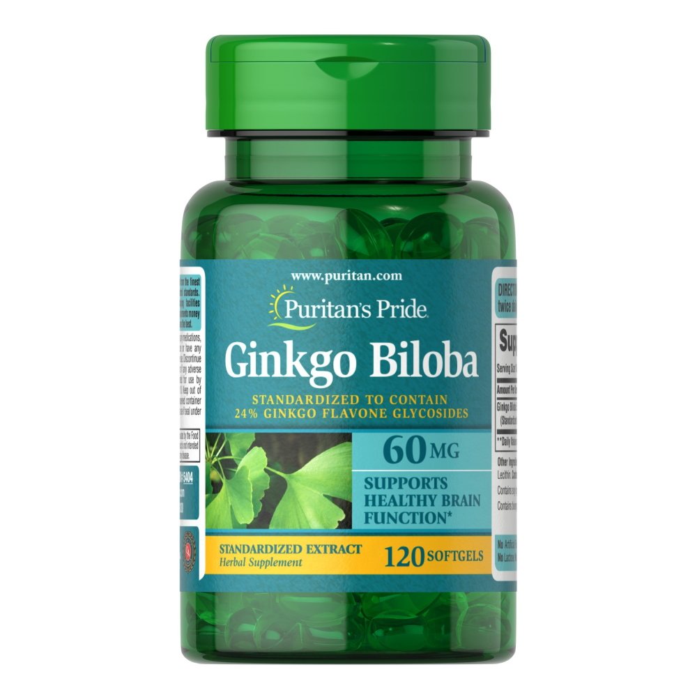 Натуральная добавка Puritan's Pride Ginkgo Biloba 60 mg, 120 капсул,  ml, Puritan's Pride. Natural Products. General Health 