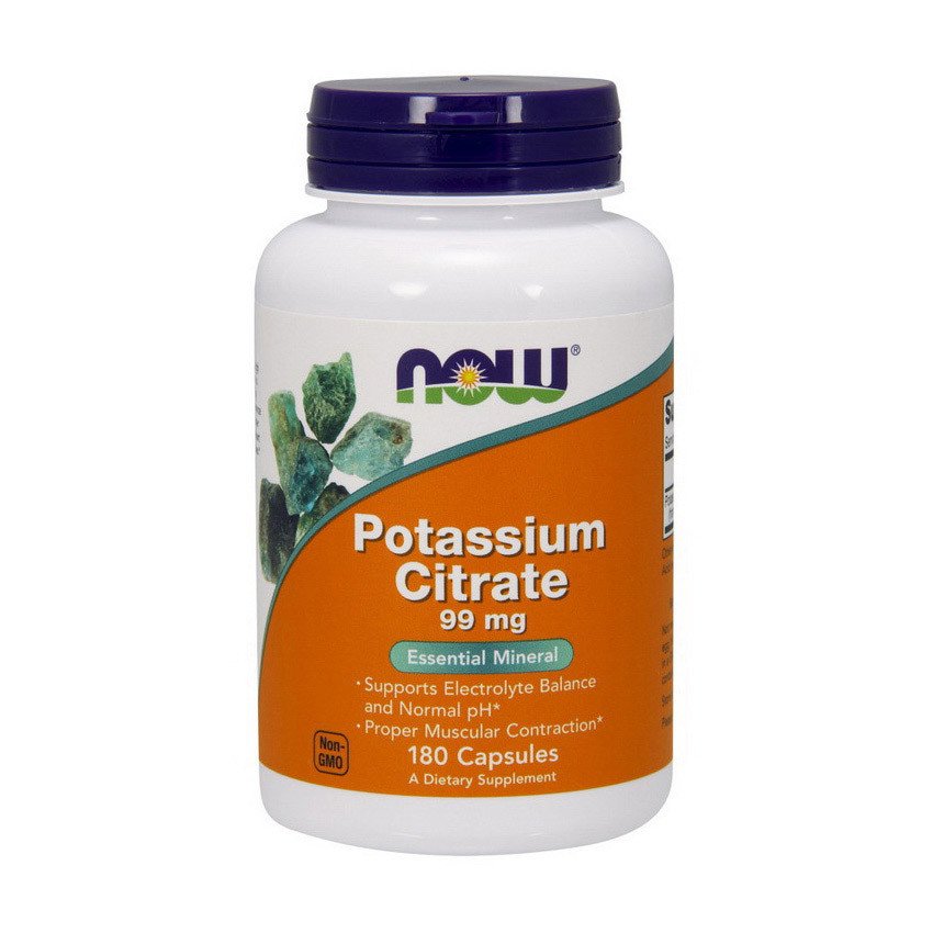 Калий цитрат Now Foods Potassium Citrate 99 mg (180 капс) нау фудс,  мл, Now. Калий К. Поддержание здоровья Укрепление иммунитета 