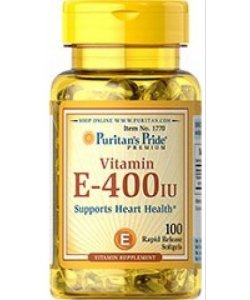 Vitamin E-400 IU, 100 pcs, Puritan's Pride. Vitamin E. General Health Antioxidant properties 