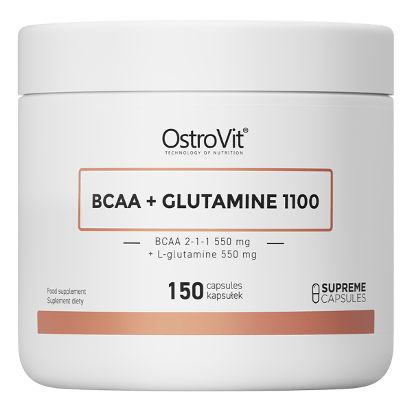 Амінокислоти OstroVit BCAA + Glutamine 1250 mg 150 caps,  ml, OstroVit. BCAA. Weight Loss recuperación Anti-catabolic properties Lean muscle mass 