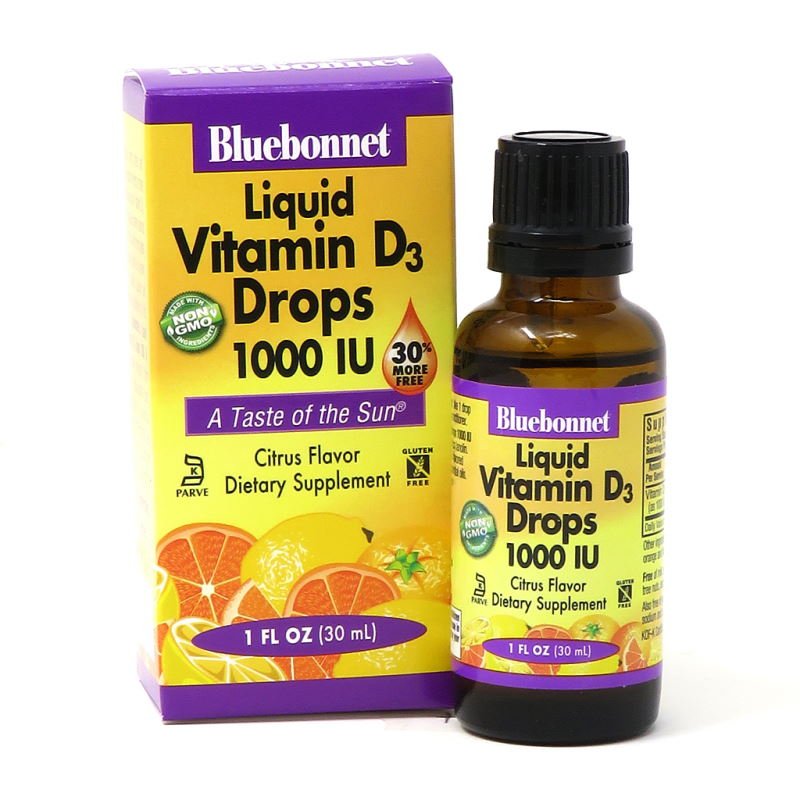 Витамины и минералы Bluebonnet Liquid Vitamin D3, 1000 IU 30 мл - апельсин,  ml, Bluebonnet Nutrition. Vitamin D. 