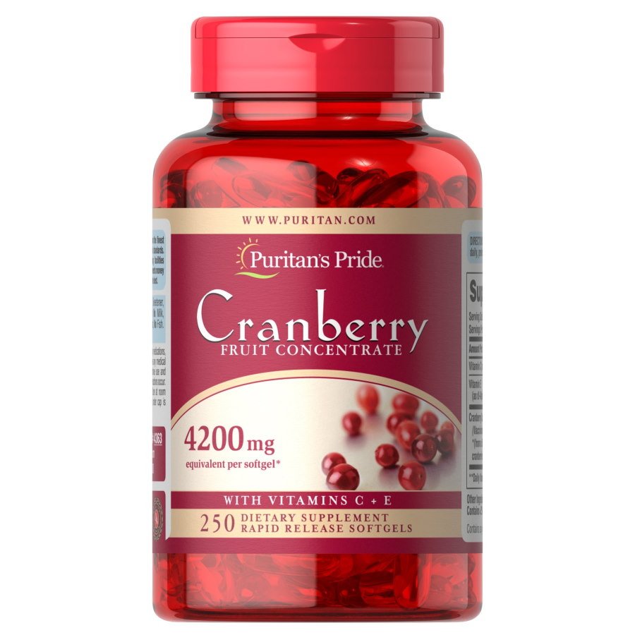 Puritan's Pride Натуральная добавка Puritan's Pride Cranberry Fruit Concentrate with C &amp; E, 250 капсул, , 