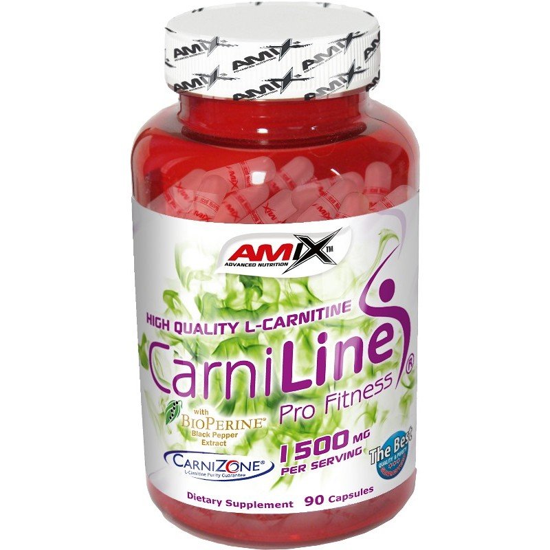 Carniline, 90 шт, AMIX. L-карнитин. Снижение веса Поддержание здоровья Детоксикация Стрессоустойчивость Снижение холестерина Антиоксидантные свойства 