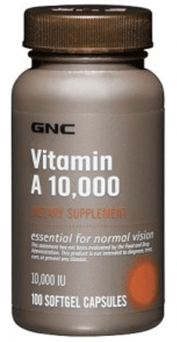 Vitamin A 10.000, 100 шт, GNC. Витаминно-минеральный комплекс. Поддержание здоровья Укрепление иммунитета 