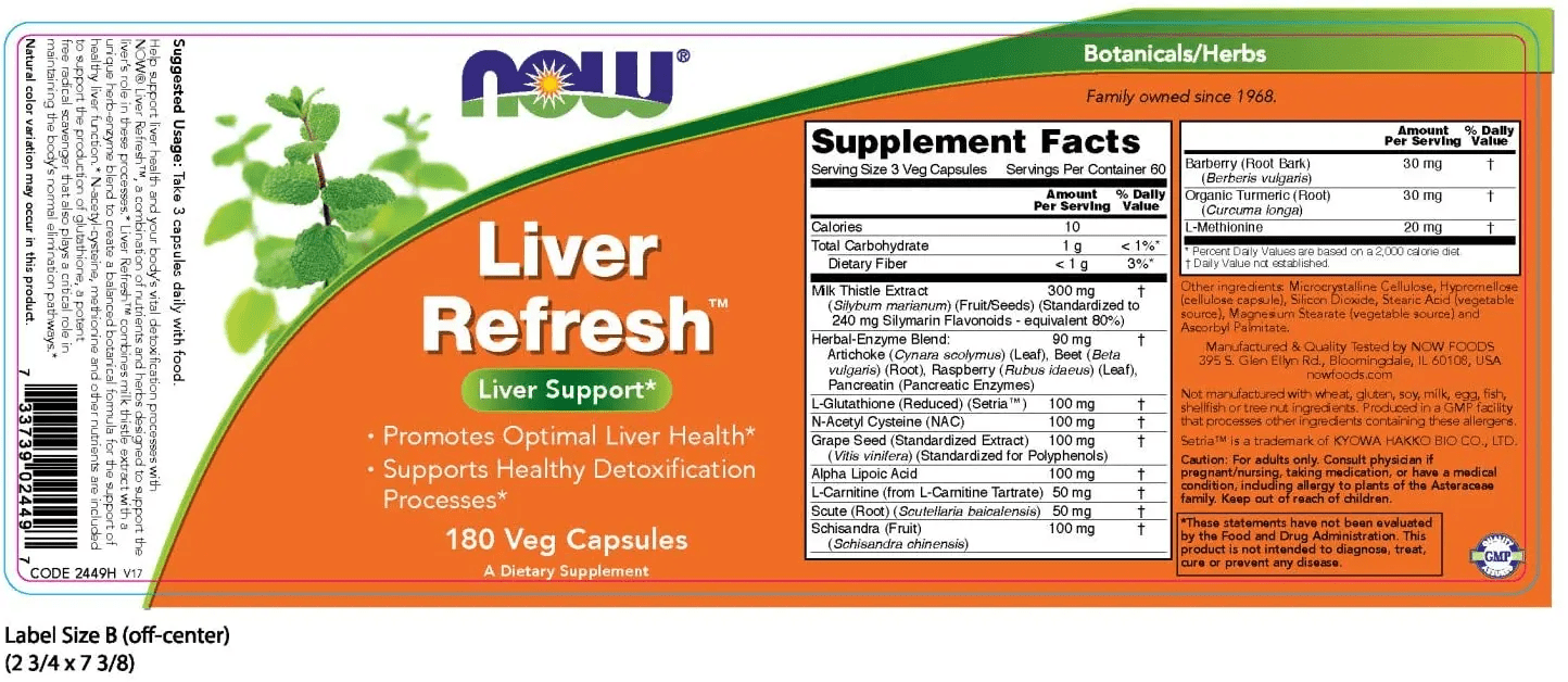 NOW   FOODS Liver Refresh 180 шт. / 60 servings,  ml, Now. Vitamin Mineral Complex