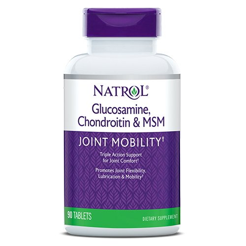 Для суставов и связок Natrol Glucosamine Chondroitin MSM, 90 таблеток,  мл, Natrol. Хондропротекторы. Поддержание здоровья Укрепление суставов и связок 