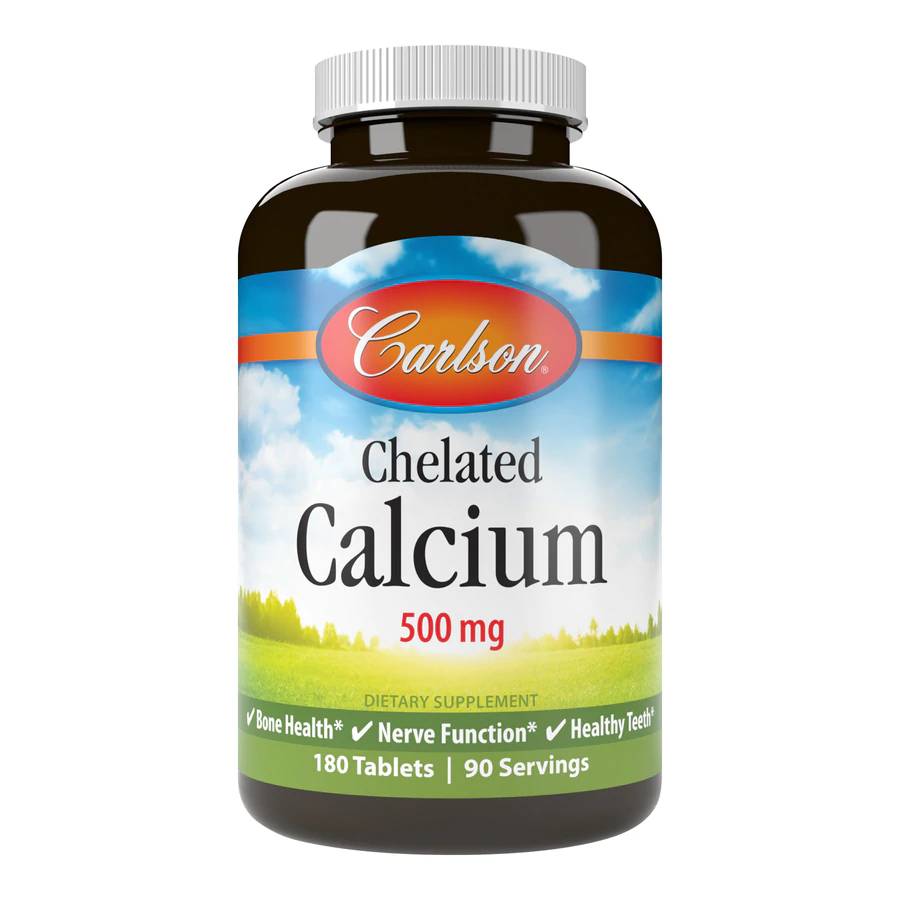Витамины и минералы Carlson Labs Chelated Calcium 500 mg, 180 таблеток,  ml, Carlson Labs. Vitamins and minerals. General Health Immunity enhancement 