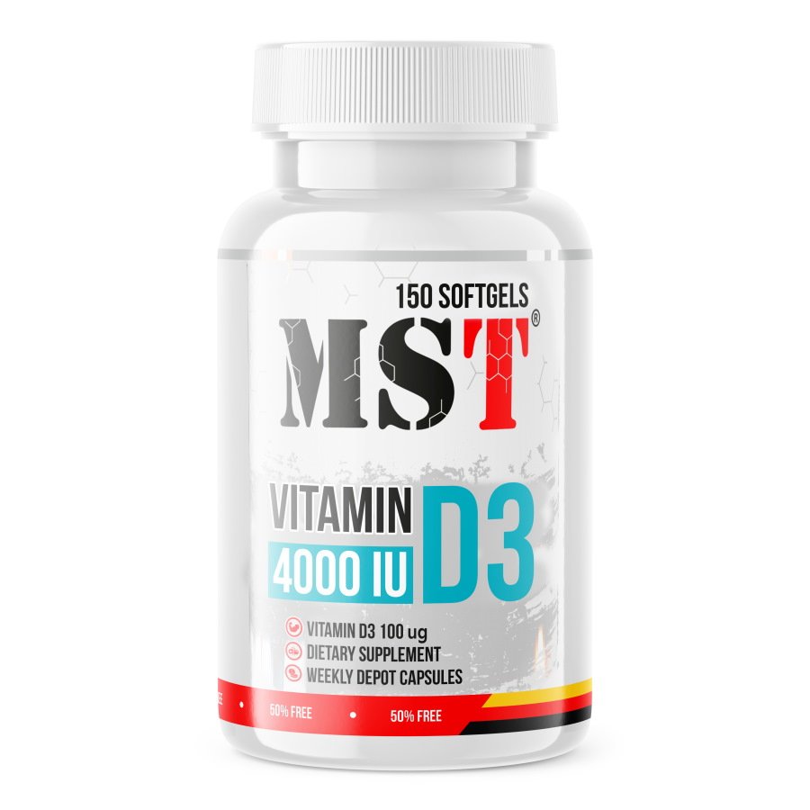 Витамины и минералы MST Vitamin D3 4000 IU, 150 капсул,  мл, MST Nutrition. Витамины и минералы. Поддержание здоровья Укрепление иммунитета 