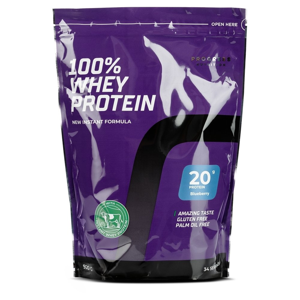 Протеин Progress Nutrition 100% Whey Protein, 920 грамм Черника,  ml, Progress Nutrition. Protein. Mass Gain recovery Anti-catabolic properties 