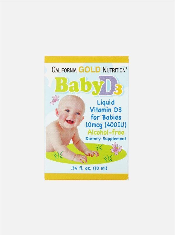 California Gold Nutrition Вітамін Д3 для дітей California Gold Nutrition Baby Vitamin D3 Drops 400 IU 10 ml, , 