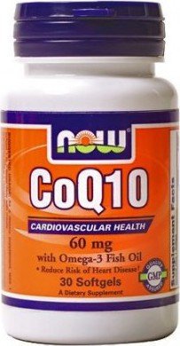 CoQ10 60 mg with Omega-3 Fish Oil, 30 шт, Now. Коэнзим-Q10. Поддержание здоровья Антиоксидантные свойства Профилактика ССЗ Толерантность к физ. нагрузкам 