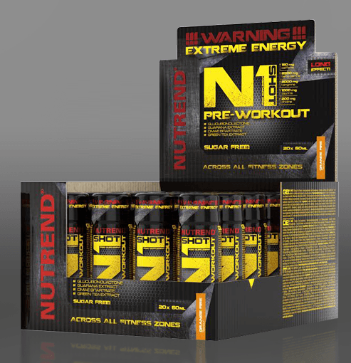N1 Shot, 20 piezas, Nutrend. Pre Entreno. Energy & Endurance 
