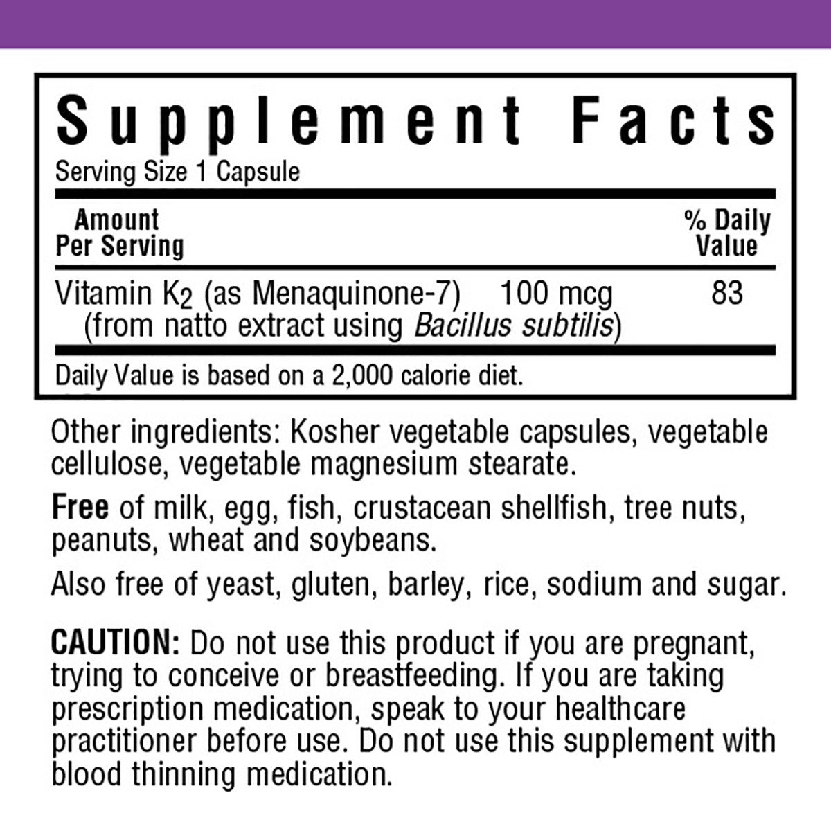 Витамин К2 100мкг, Bluebonnet Nutrition, 50 гелевых капсул,  мл, Bluebonnet Nutrition. Витамин K